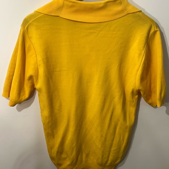Vintage 70s Ban-Lon Mustard Yellow Knit Polo Shirt Retro Wide Collar Men’s| L - Picture 3 of 4